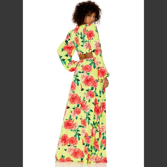 NWT AFRM: Bekah Maxi Dress in Lime Rose Garden - Picture 5 of 7